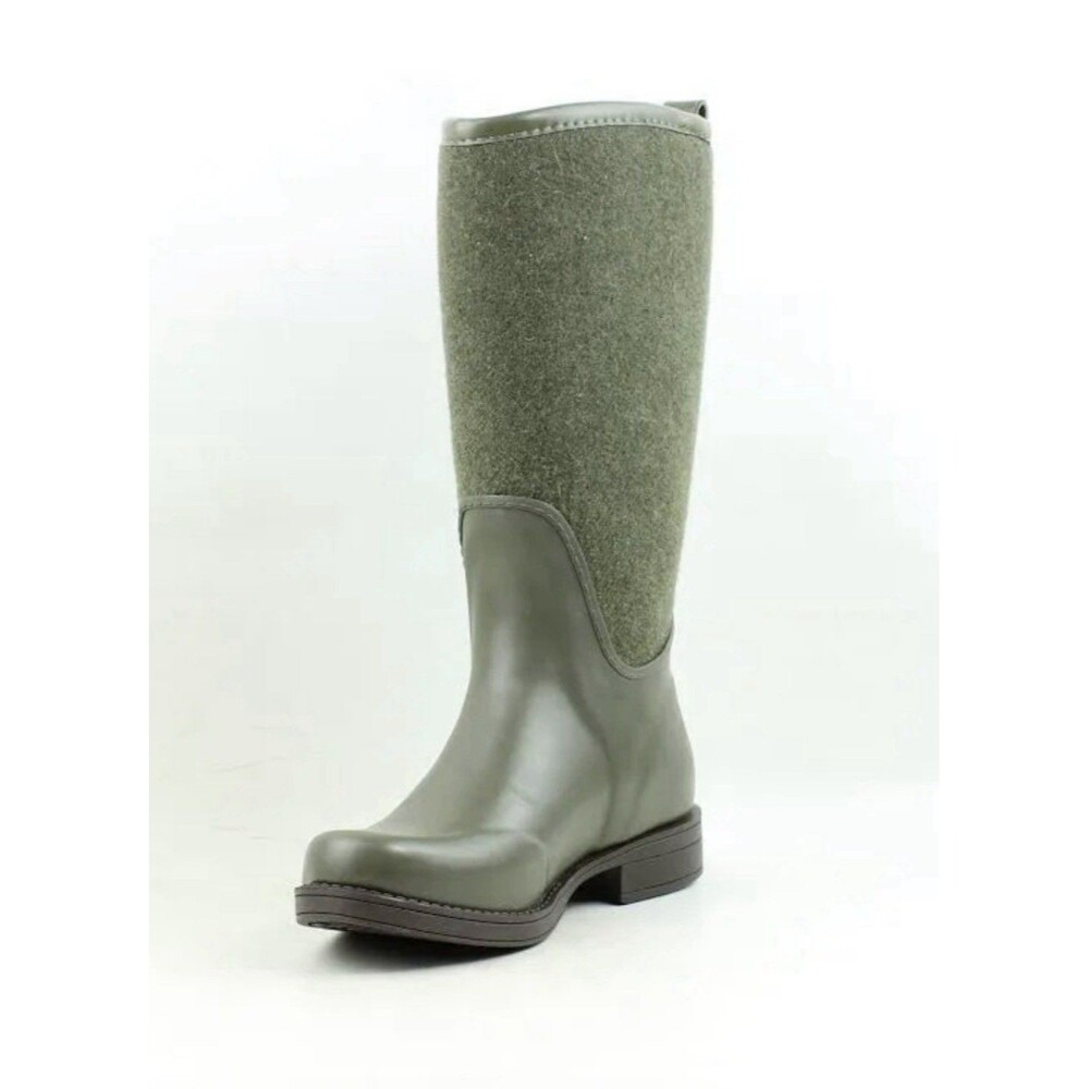 UGG Austrailia Reignfall Tall Rain Boot Burnt Olive Womans Size 9 Wool Shaft